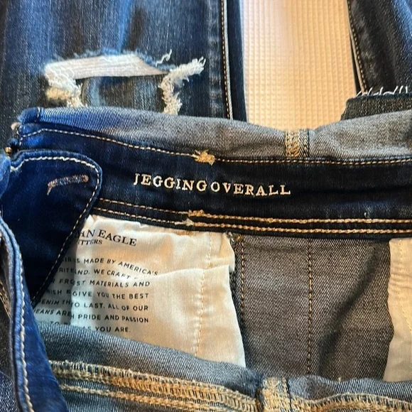American Eagle Outfitters Super Stretch X Jegging Overall Distressed Size 2 - Picture 10 of 16